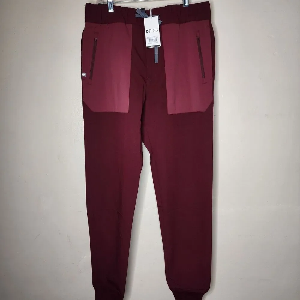 FIGS Chesoi Classic Jogger Pants Mens Medium Medical Scrubs Burgundy NWT